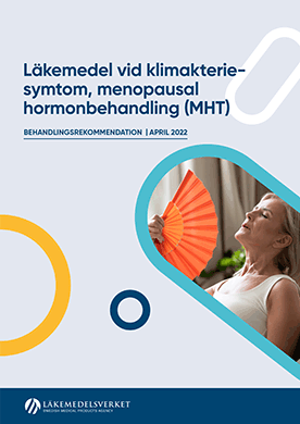 Framsida av broschyren Läkemedel vid klimakteriesymtom, menopausal hormonbehandling (MHT) Behandlingsrekommendation, april 2022